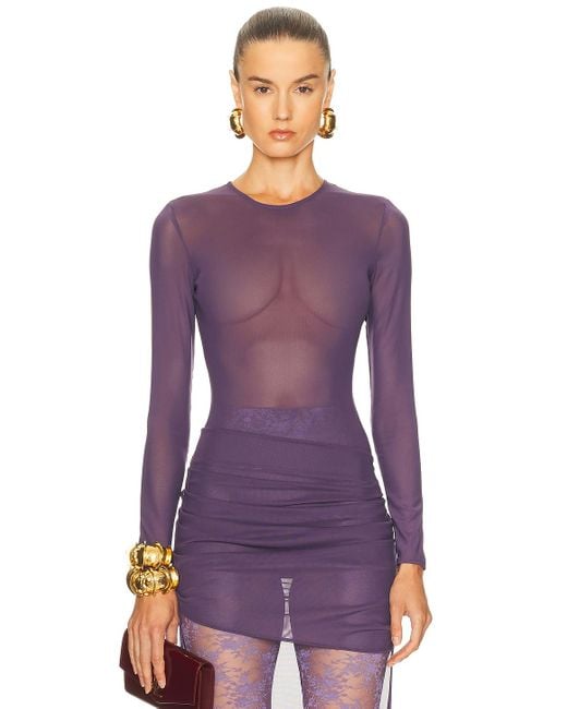 Alex Perry Purple Long Sleeve Bodysuit