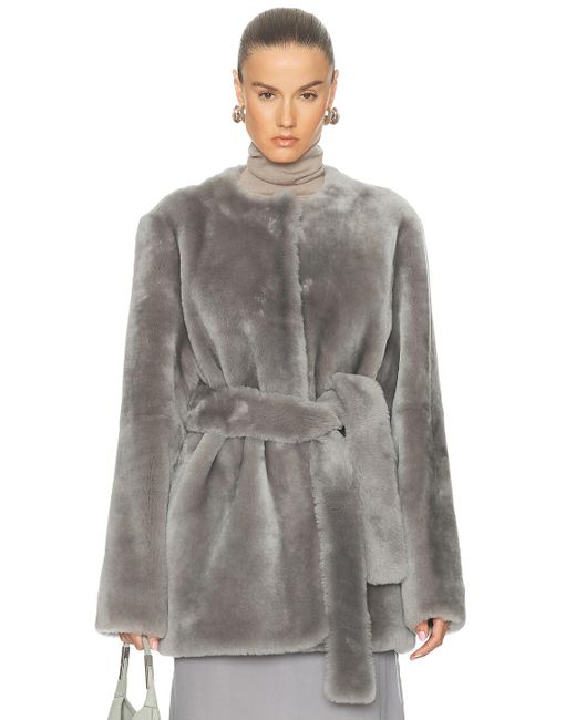 Totême Gray Plush Shearling Jacket
