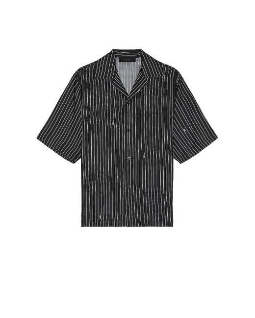 Amiri Black Logo-pinstripe Silk Shirt for men