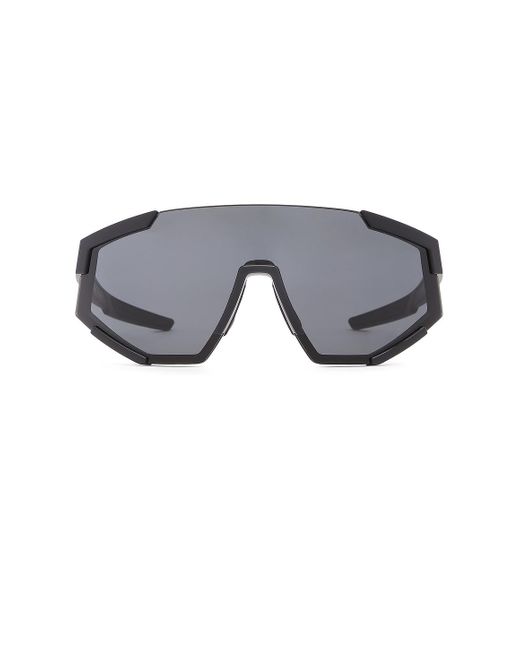 Prada Gray Linea Rossa Shield Sunglasses for men