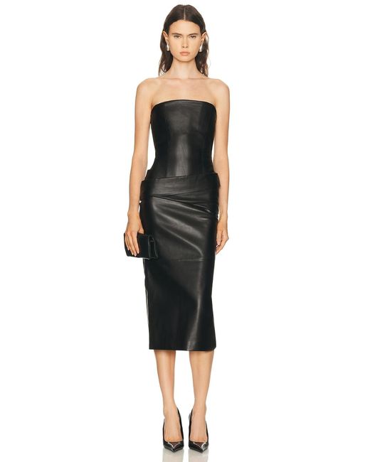 Alex Perry Women's Black Strapless Curved Corset Drape Dress
