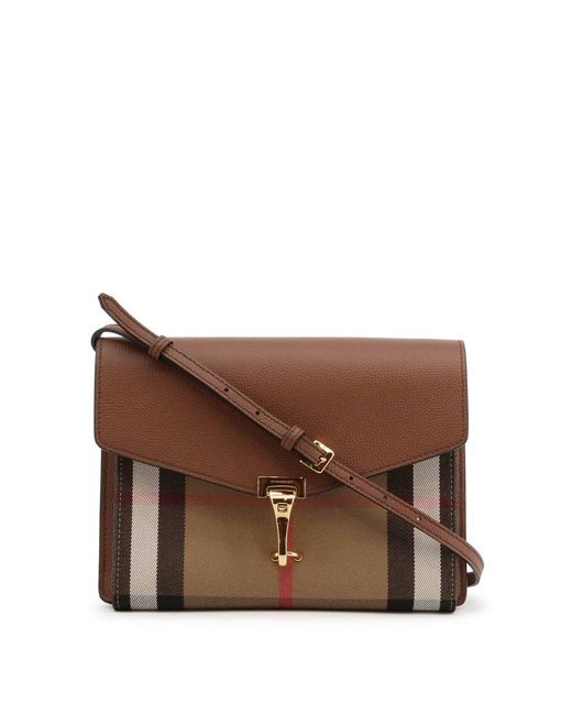 Burberry Leather Derby Calfskin House Check Small Macken Crossbody Bag Brown Lyst