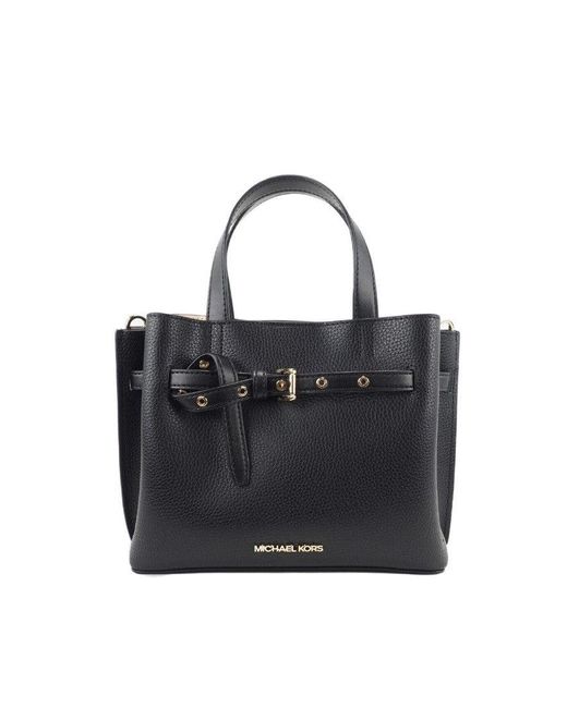 Michael Kors Emilia Small Black Pebbled Leather Satchel Bag Crossbody