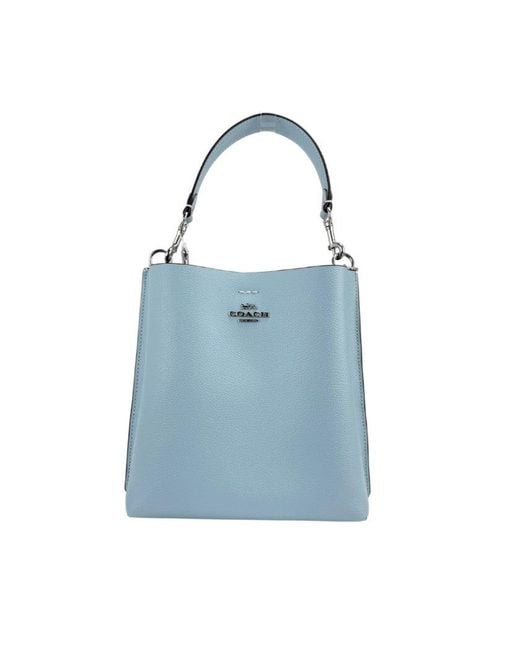COACH (ca177) Mollie 22 Small Powder Blue Leather Bucket Handbag Purse ...