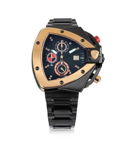 Tonino lamborghini Black And Rose Goldtone Stainless Steel Spyder Chronograph Watch in Black  Lyst