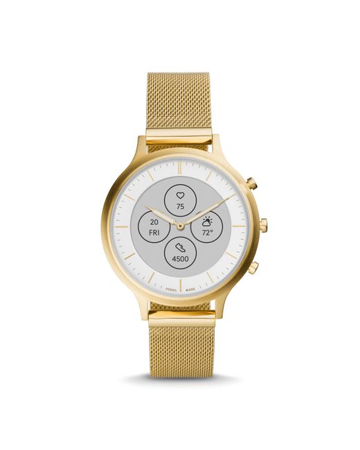Fossil Metallic Hybrid Smartwatch Hr Charter Gold-tone Stainless Steel