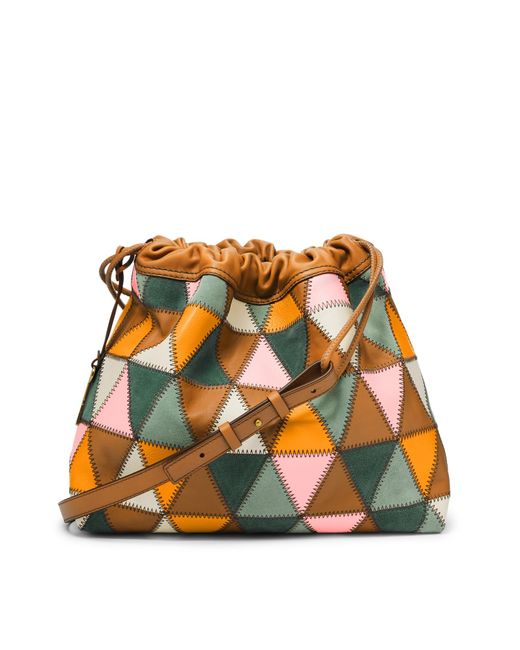 Fossil Leather Gigi Drawstring Shoulder Bag in Orange Lyst