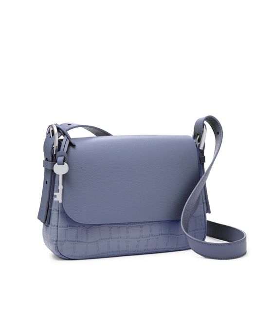 Fossil Leather Harper Small Flap Crossbody in Blue Lyst