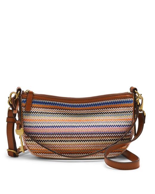 Fossil Jolie Fabric Baguette Shoulder Bag Purse Handbag in Brown Lyst