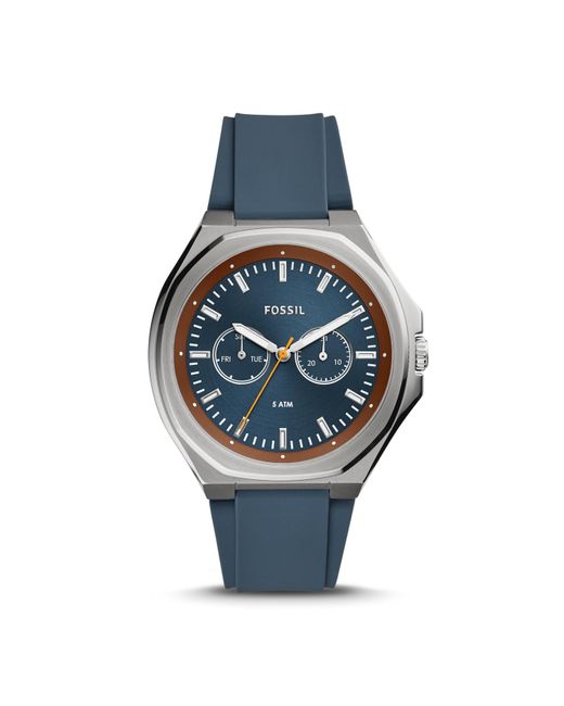 Fossil Evanston Multifunction Blue Silicone Watch for men