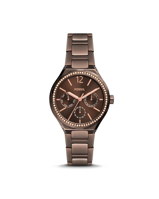 Fossil Brown Eevie Multifunction, -tone Stainless Steel Watch