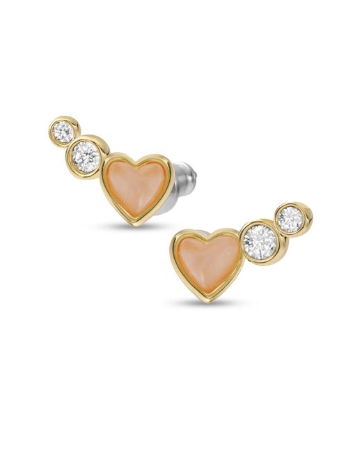 Fossil Blush Pink Resin Heart Stud 