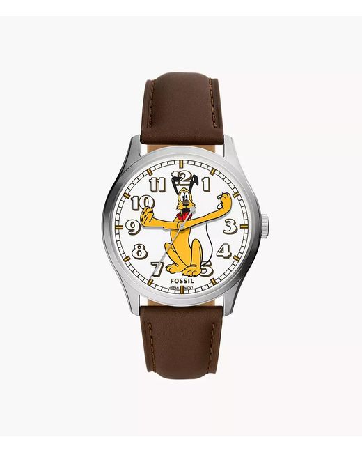 Fossil White Disney Special Edition Three-hand Brown Leather Watch