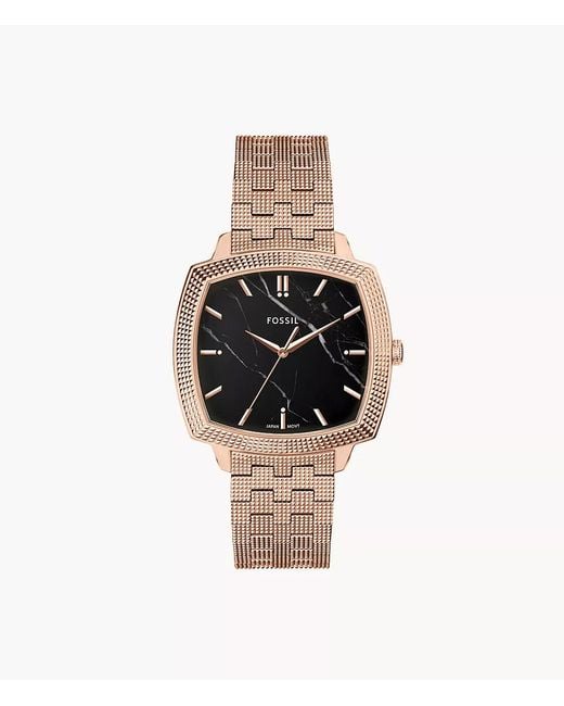 Fossil Metallic Nick Jonas X Machine Luxe Marble Three-hand Rose Gold-tone Stainless Steel Watch