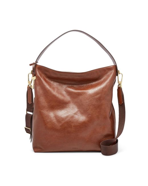 Fossil Brown Maya Leather Large Hobo Handbag