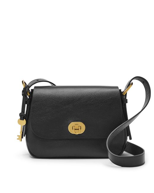 Fossil Leather Harper Small Flap Crossbody in Black Lyst