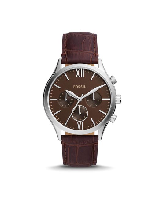 Fossil Fenmore Multifunction Brown Leather Watch for Men | Lyst Canada
