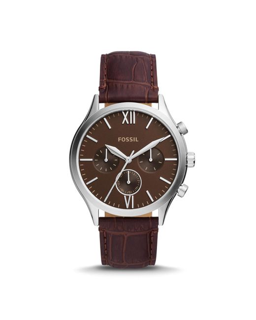Fossil Fenmore Multifunction Brown Leather Watch for Men Lyst Canada