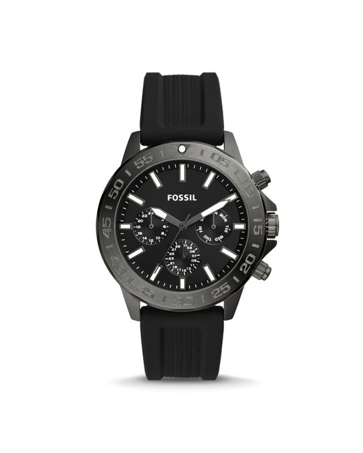 Fossil Bannon Multifunction Black Silicone Watch | Lyst