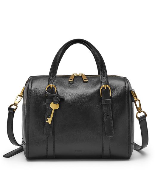 Fossil Leather Carlie Satchel in Black | Lyst