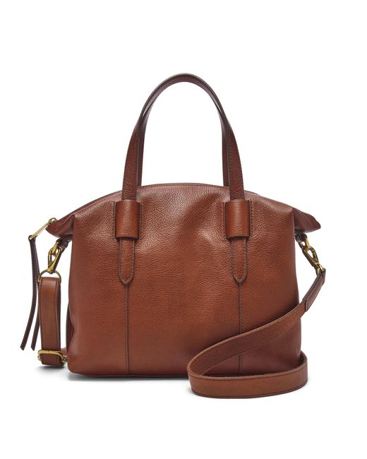 Fossil Leather Skylar Satchel in Brown 
