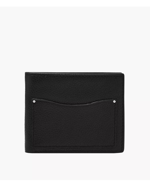 Fossil Black Anderson Leather Slim Minimalist Bifold Front Pocket Wallet for men