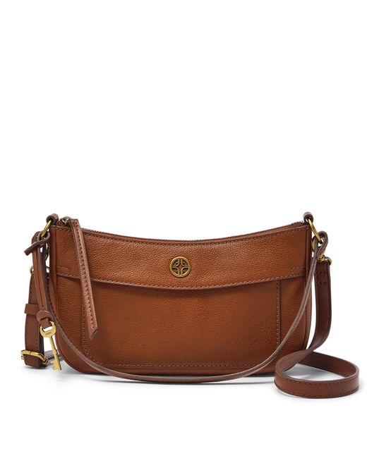 Fossil Leather Skylar Mini Baguette in Brown Lyst