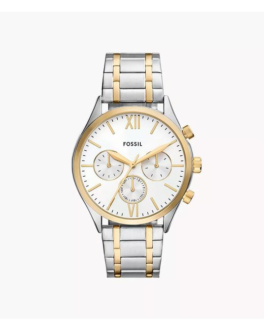 Fossil Metallic Fenmore Multifunction Two-tone Bracelet Watch for men