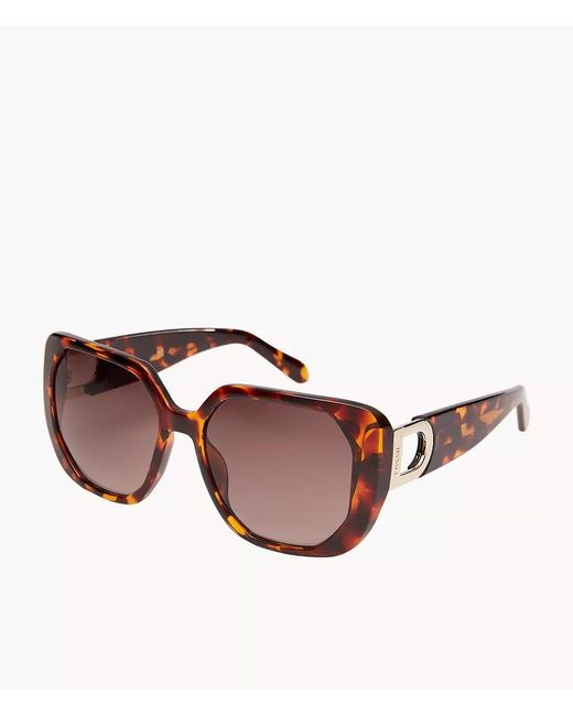 Fossil Brown Dawn Rectangle Sunglasses