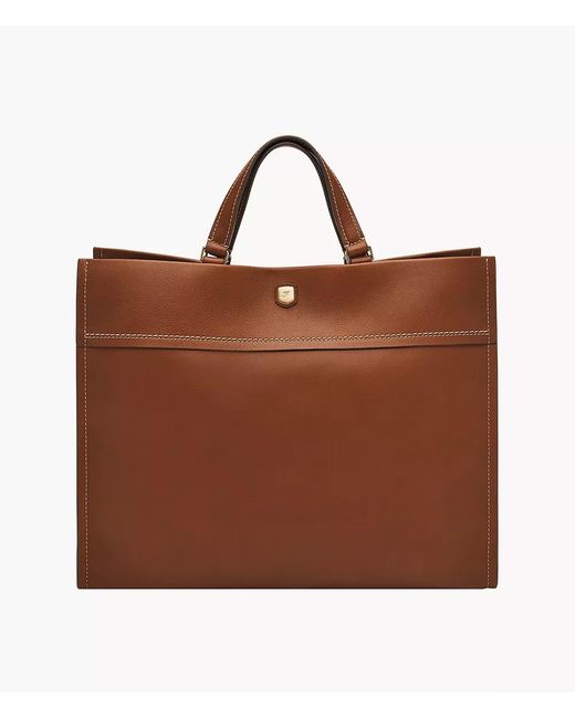 Fossil Brown Gemma Leather Large Tote
