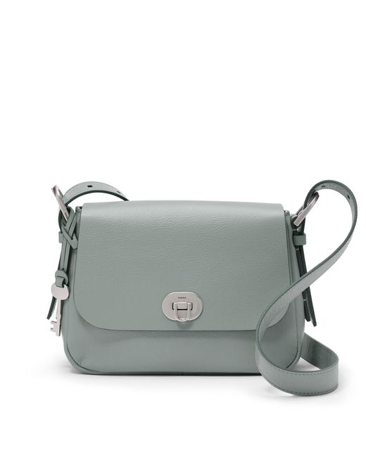 Fossil Leather Harper Small Flap Crossbody in Gray | Lyst