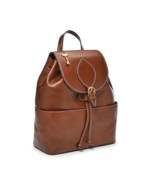 Fossil Brown Luna Leather Backpack Purse Handbag