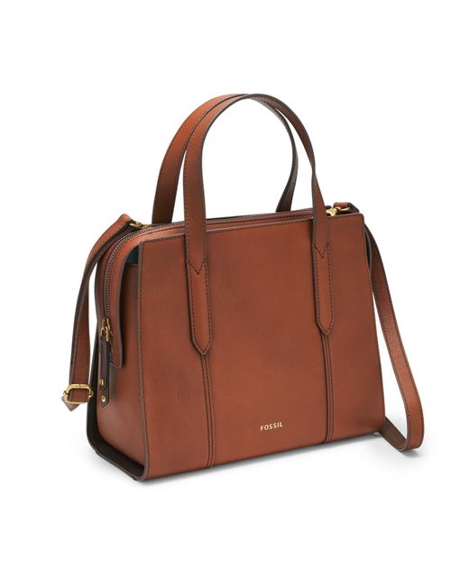 Fossil Leather Sara Satchel in Brown | Lyst