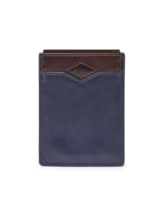 Fossil Leather Mykel Front Pocket Wallet in Blue Lyst