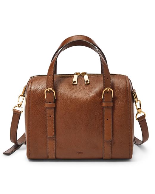 Fossil Carlie Satchel Brown Eco Leather For Zb1772200 | Lyst