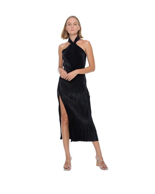 LIDEE Woman Synthetic L'idee Woman Soiree Halter Gown in Black | Lyst