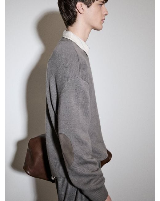 FRAME Gray Suede Patch Sweater for men