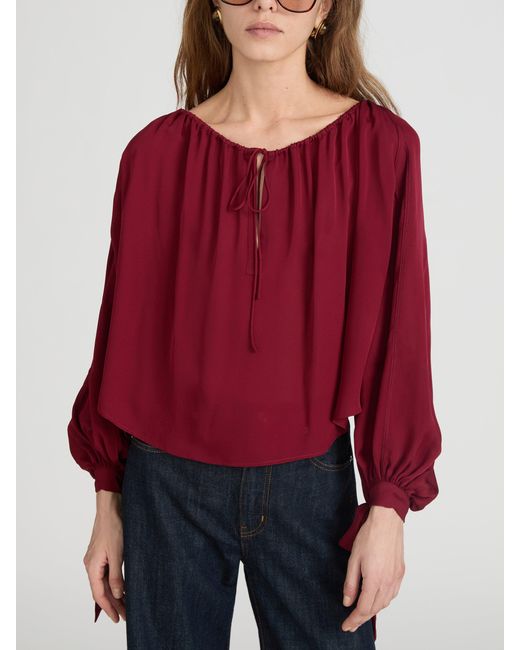 FRAME Red The Silk Serenade Blouse