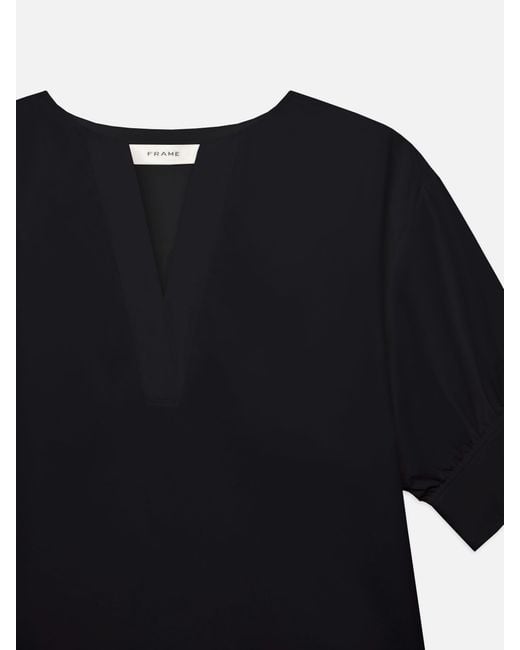 FRAME Black V-neck Popover Top