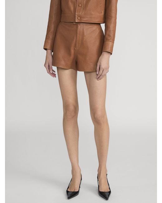 FRAME Brown The Leather Boy Short