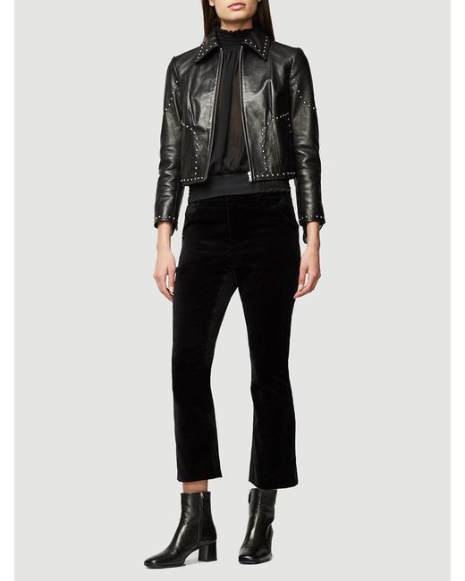 FRAME Studded Leather Jacket in Black Lyst