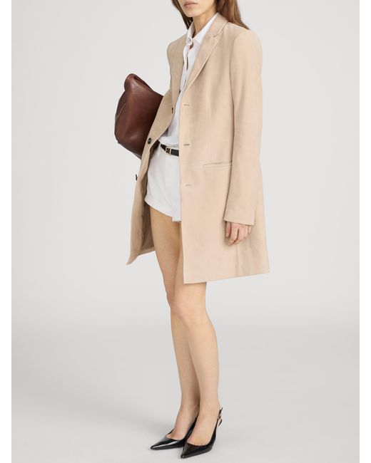 FRAME Natural The Sleek Suede Coat