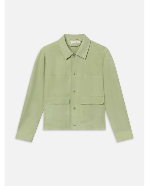 FRAME Green Suede Trucker Jacket for men