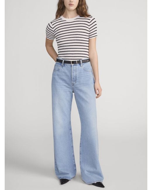 FRAME White The Striped Knit Tee