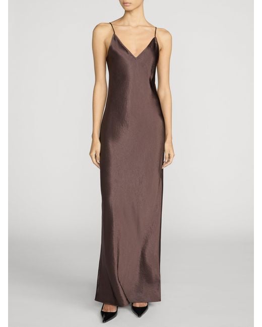 FRAME Brown The Textured Satin Dress