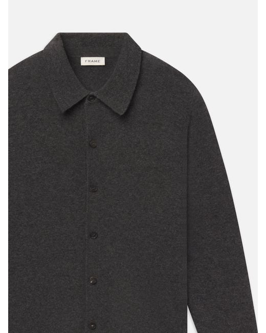 FRAME Black Boiled Wool Shirt Sweater for men
