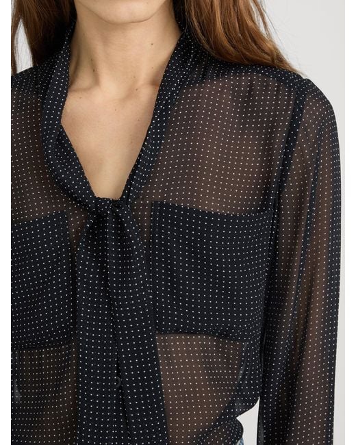 FRAME Blue Polka Dot Modern Tie Blouse