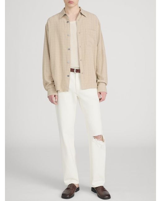 FRAME Natural Linen Blend Plaid Shirt for men