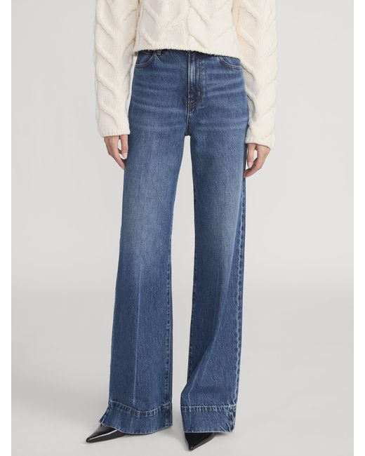 FRAME Blue Wide-Leg Trousers