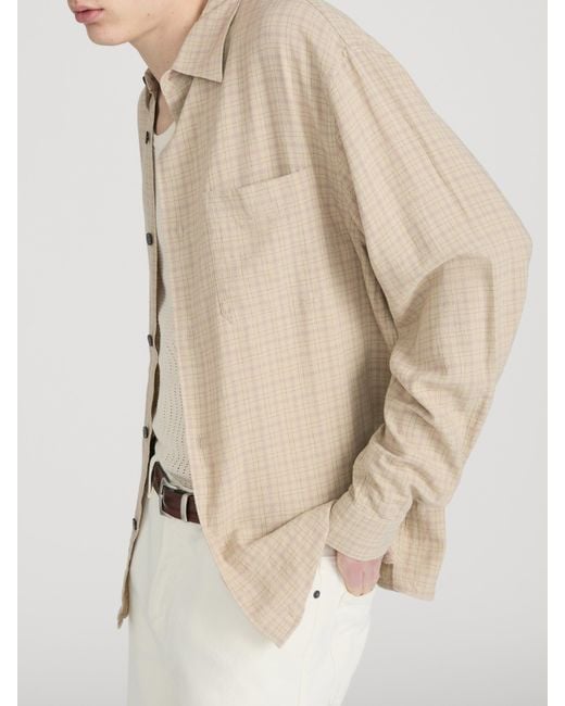 FRAME Natural Linen Blend Plaid Shirt for men